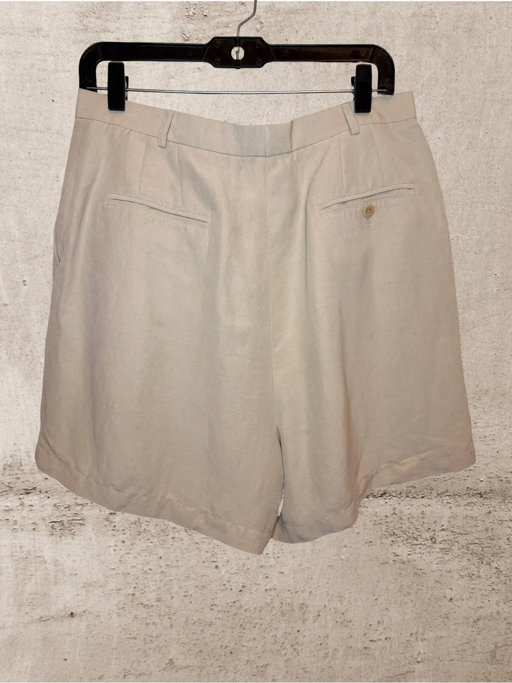 NWT Classiques Entier Vintage Silk Linen Pleated Shorts Stone High Rise 12 - Picture 5 of 7